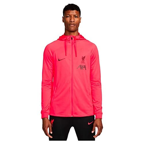 Image of Nike Liverpool FC Strike DJ8538-661 Men's Hooded Jacket, Siren Red/Burgundy Crush, L