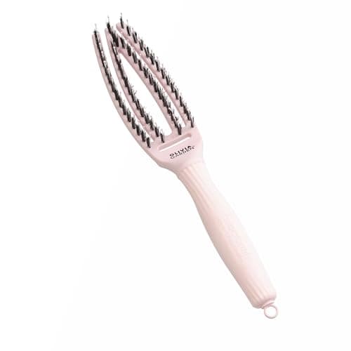 Image of Olivia Garden Fingerbrush Care Iconic - Small - Pastel Pink - Detangling Hairbrush with Boar & Nylon Bristles for Ultimate Shine & Smooth Styling
