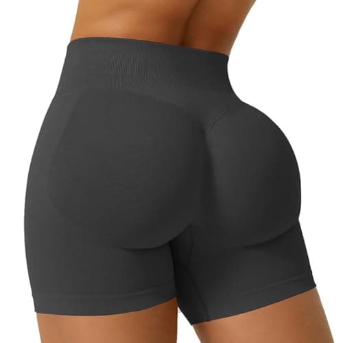 Image of Gym Shorts for Women Hidden Scrunch Bum 4.5" Butt Lifting Seamless Workout Cycling Yoga Booty Shorts(Dark Grey, L)