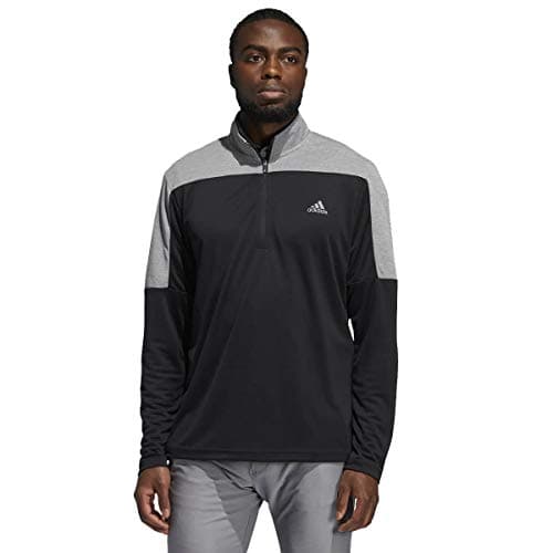 Image of adidas Golf Mens 1/4 Zip UPF Lightweight LC Sweater - Black Mel - M