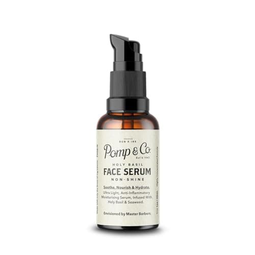 Image of Pomp & Co Non Greasy Face Serum, Mens Lightweight Moisturising Facial Serum Infused With Basil And Seaweed 30ml Face Serum