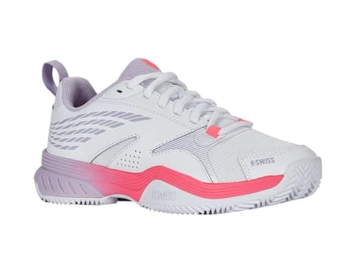 Image of K-Swiss Women's Speedex Tennis Shoe, White Orchid Petal Neon Blaze, 6 UK