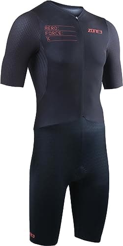 Image of ZONE3 Men's Aeroforce-X II Short Sleeve Trisuit Designed To Be World's Fastest Pro Triathlon Suit Made in Britain (XL, Black)