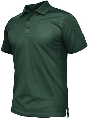 Image of TACVASEN Quick Dry Polo Shirts Mens Short Sleeve Polo T-Shirt Summer Polo Golf Tops Breathable Work Polo Tops Sports Tennis Polo Shirts Dark Green, (TAC-162-Dark Green-L-1)