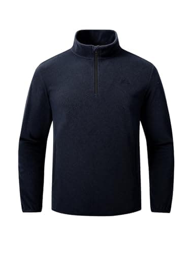 Image of donhobo Jackets For Men,Mens Half Zip Jumpers,1/4 Fleece Outdoor Lightweight Warm Work Jacket with Zip Pockets Navy XL