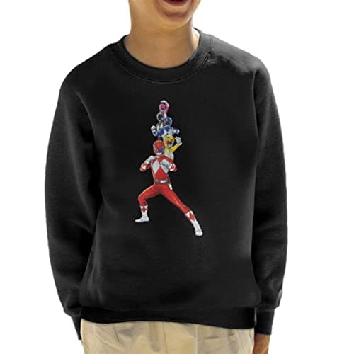 Image of All+Every Power Rangers Action Line Up Kid's Sweatshirt Black