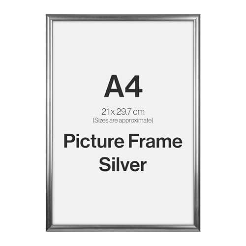 Image of Modern Silver A4 Photo Frame for A4 (21 x 29.7cm) Photos or Pictures, Plexi Glass, Freestanding or Wall Mounted Landscape or Portrait