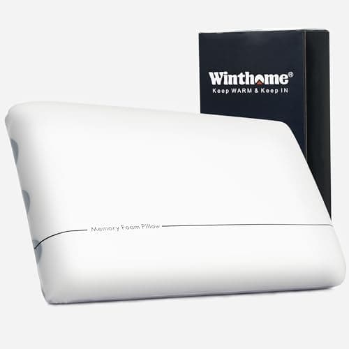 Image of Winthome Memory Foam Pillow for Deep, Restful Sleep, Two-Sided Soft and Firm Neck Pain Pillow, 0 Glue, Slow Rebound, Suitable for Side, Back and Stomach Sleepers with Washable Cover (White)