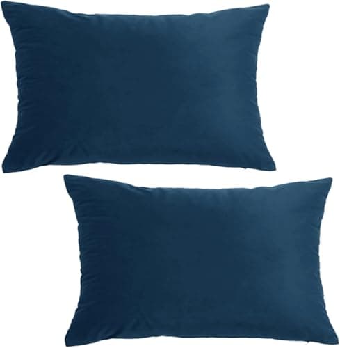 Image of GONOVE Cushion Covers 30x50cm Decorative Modern Throw Pillow Case Pack of 2 Velvet Soft Pillow Cushion Covers Navy Blue Pillowcase for Livingroom Sofa Bedroom