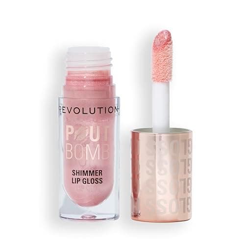 Image of Revolution, Pout Bomb Shimmer Gloss, High-Shine Lip Gloss & Shimmer for Glossy Lips with Hyaluronic Acid & Sweet Vanilla Scent, Shine Pink, 4.5ml