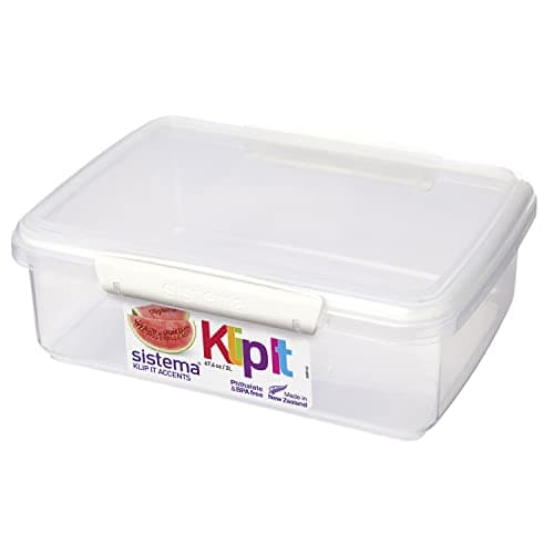 Image of Sistema KLIP IT Accents Food Storage Container | 2L Stackable, Airtight Food Prep Container with Lid | 2 L | BPA-Free | Assorted Clips (Not Selectable) | 1 Count