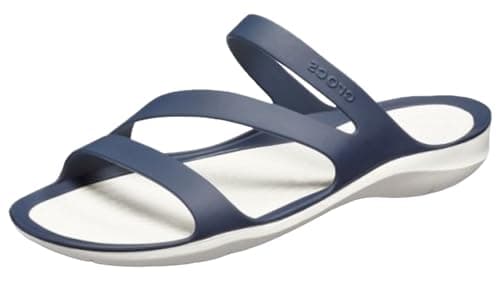 Image of Crocs Swiftwater Sandal Women, Women’s Open Toe Sandals, Blue (Navy/White 462), 6 (38/39 EU)))