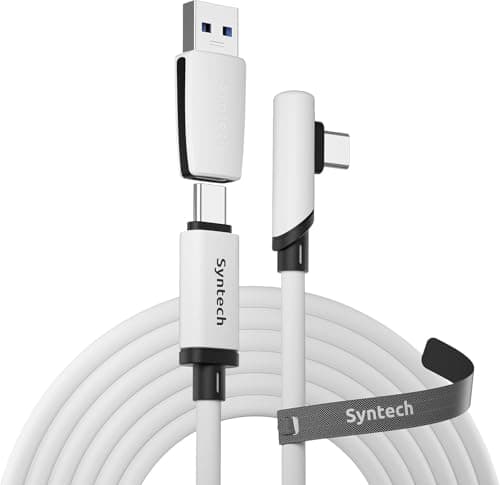 Image of Syntech Link Cable 16FT Compatible with Oculus/Meta Quest 3/Quest 3S/Quest2/Pro/Pico 4 Accessories and PC/SteamVR, Upgraded Type C with USB 3.0 Adapter, High Speed Data Transfer Cord for VR Headset