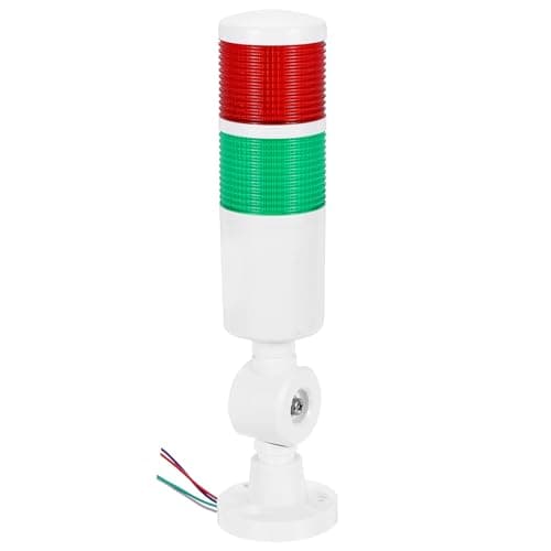 Image of PATIKIL 2-Layer LED Signal Warning Light Tower with Buzzer, 12-24V 10A Column Warning Tower Stack Lights with Steady Light for Factories Industrial Machinery, White