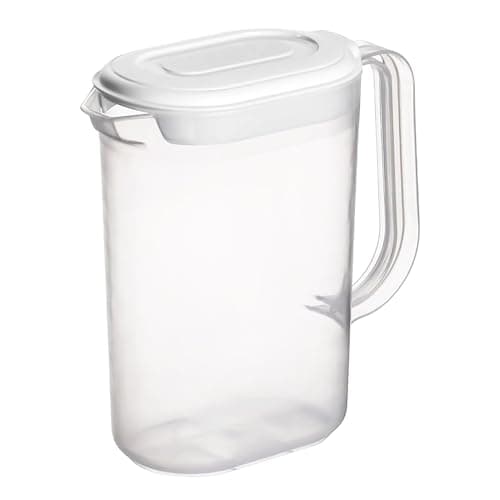 Image of ANGIX 1.5L Fridge Door Jug with Lid & Handle Plastic Pitcher Container with Pouring Spout, Versatile Transparent Spill Proof Space Saving Fridge Liquid Storage Drink Jug