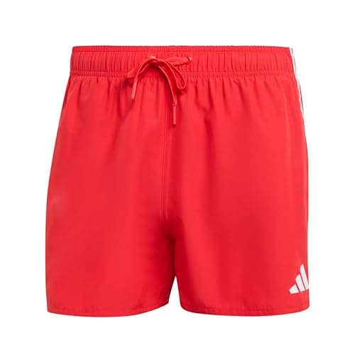 Image of adidas Men's 3 Stripes Swim Shorts 3 INCH, Pure Ruby/White, M