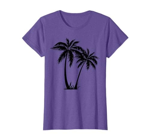 Image of Black White Palm Trees Summer Sun Beach T-Shirt Women Men T-Shirt