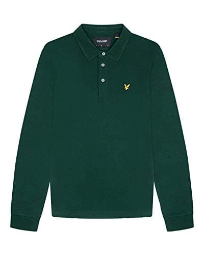 Image of Lyle and Scott Long Sleeve Polo Shirt with Cord Collar - Cotton - M Jade Green
