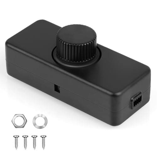 Image of AXFEE LED Dimmer Switch, 1 Gang 220V-240V Trailing Edge Rotary ON/OFF Inline Dimmer Light Switch, Suitable for Home 3-100W Dimmable LED, Halogen Bulbs, Ceiling, Incandescent (Black)