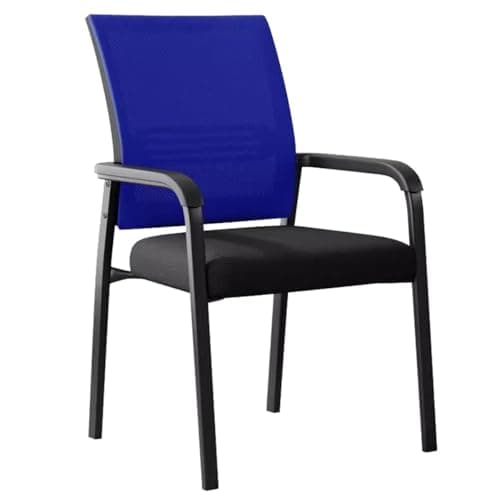 Image of omic Mesh Back Office Chair Upholstered Conference Guest Armchair Executive Reception Seating with Armrests for Home Office & Waiting Room (Blue)