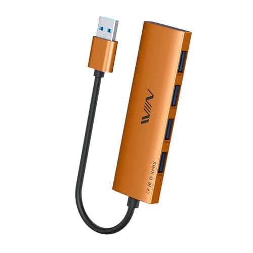 Image of IVIIN USB 3.0 Hub, 4 Port USB Hub Splitter, USB A Extender Portable Adapter Multiport Data Hub for Laptop, iMac Pro, MacBook Air, Mac mini/Pro, Surface Pro, USB Flash Drives and Mobile HDD - Orange
