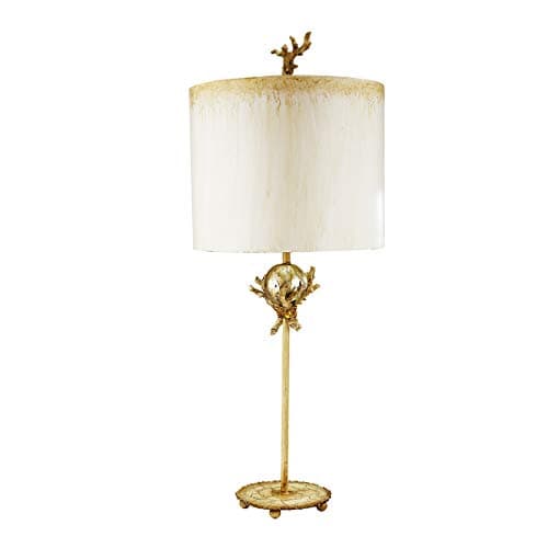 Image of Table Lamp - Hand Painted Putty Patina Base & Stem - Silver Leaf Orb - Hand Painted Silver Shade - LED E27 60W Bulb
