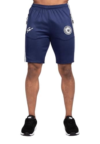 Image of Gorilla Wear - Stratford Track Shorts - Blue - Bodybuilding Sports Everyday Leisure with Logo Print Light and Comfortable for Optimal Movement Made of Polyester and Spandex