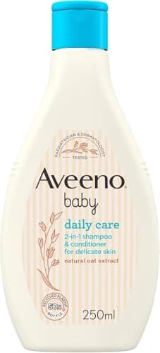 Image of Aveeno Baby Daily Care 2-in-1 Shampoo and Conditioner (1x 250ml), Gentle Baby Shampoo and Conditioner with Natural Oat Extract to Cleanse Scalp and Hair, Haircare Suitable for Sensitive Skin