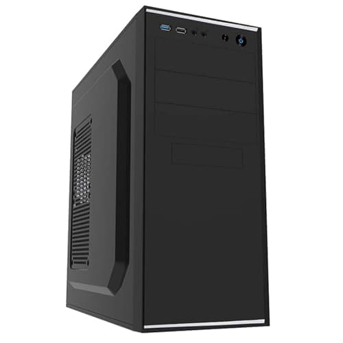 Image of CiT Jet Stream Office PC Case with 500W Power Supply – ATX, Micro-ATX & Mini-ITX Support - 2x USB 3.0, 2x USB 2.0-80mm Fan Pre-Installed - Mid-Tower Business Computer Case | Black & Silver