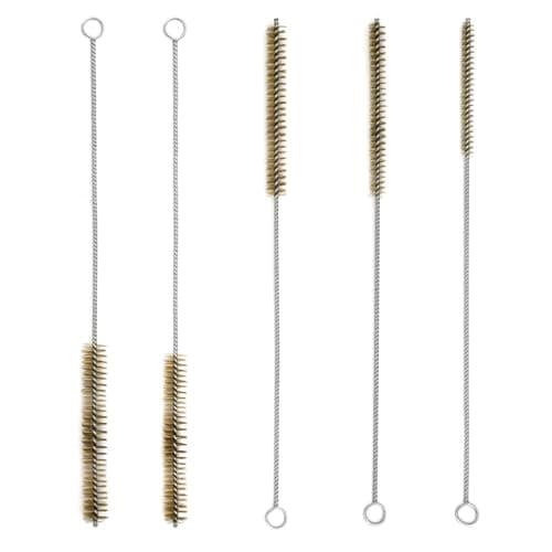 Image of Small Wire Brush,5 PCS Brass Wire Brush Long Handle Thin Cleaning Brushes for Narrow Spaces Pipes Bottles 6 8 10 12 15mm Mini Wire Brushes Set for Industrial and Kitchen Use in Difficult Places