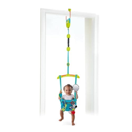 Image of Bright Starts, Door Jumper - Bouncer 'n Spring Deluxe with Padded Seat, Door Clamp, Adjustable Strap, 4 Take-Along Toys, Ages 6 Months +