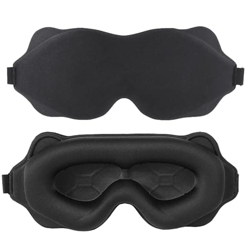 Image of 100% Blackout Sleep Mask, 3D Contoured Silk-Like Eye Mask, Pressure-Free & Adjustable Strap Eyemask for Sleeping Side Sleepers/Deep Sleep/Nap/Women Men/Travel (Black)