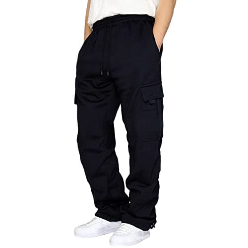 Image of Sprifloral Mens Casual Cargo Work Trousers Fleece Jogging Bottoms Jogger Sweatpant with Pockets Navy 2XL