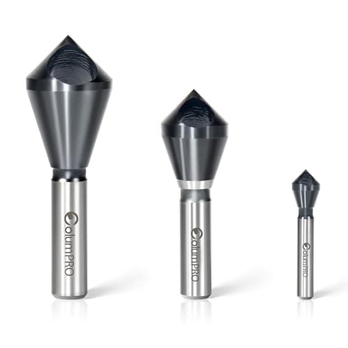 Image of ColumPRO 3PCS Cobalt Single-End Countersink Chamfer Tool Set -TiAlN Coated Heavy-Duty M35 90-Degree Countersink Bits for Metal, Stainless Steel, Copper, Wood, Fiberboard,2-5,10-15,15-20MM,1/4"-3/4"
