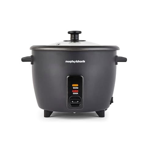 Image of Morphy Richards Rice Cooker, 1.5L, 8 Cups, Compact, Automatic Cooking, User Friendly, Non-stick Aluminum Inner Pot, Glass Lid, Easy Clean, Keep Warm, Includes Steam Tray and Accessories, 471001