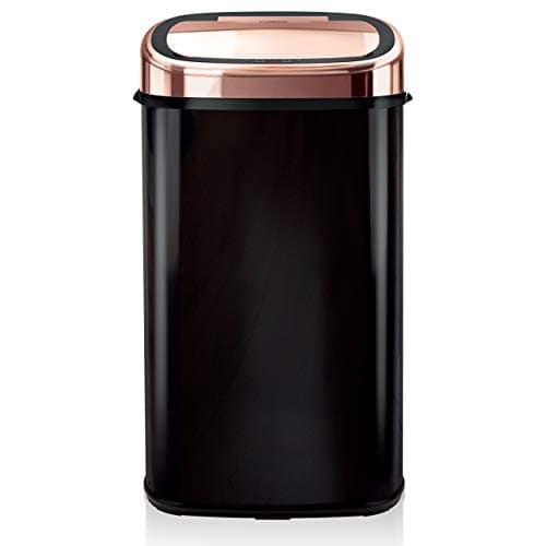 Image of Tower T80904RB Kitchen Bin with Sensor Lid, Automatic Soft-Close, Manual Override, 58 Litre, Black and Rose Gold