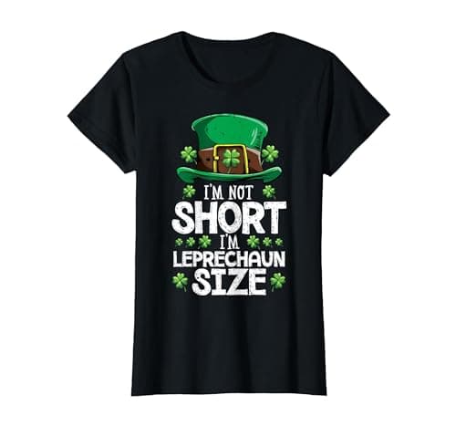 Image of I'm Not Short I'm Leprechaun Size St Patricks Day Boys Men T-Shirt, Women, Black, Large
