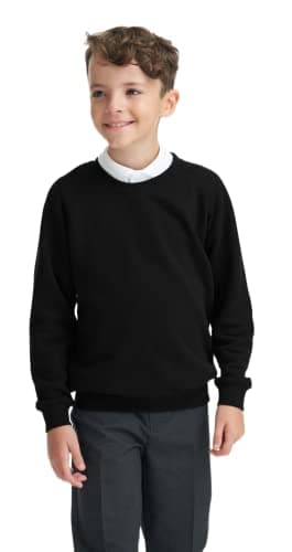 Image of Listers Schoolwear Boys Girls Unisex School Crew Neck Jumper Round Neck Fleece Sweatshirt Uniform Ages 3-16 Years Black