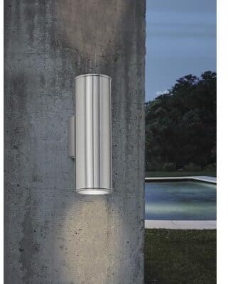 Image of Eglo LED Wall Lamp Riga, Outdoor Wall Light, Stainless Steel Exterior Lamp, Outdoor Lamp with GU10 Socket, IP44, 20 cm