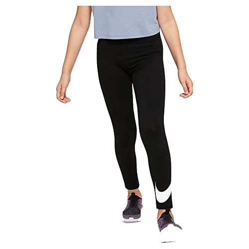 Image of NIKE AR4076-010 G NSW Favorites SWSH Tight Pants Girl's Black/(White) (c/o) Size L