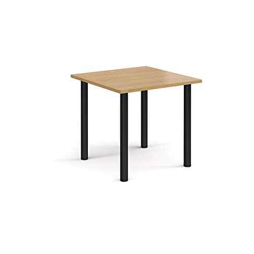 Image of Mr Office Rectangular radial leg meeting table - black legs, Oak, 800