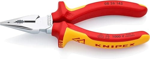 Image of KNIPEX Needle-Nose Combination Pliers Self-Service Card Chrome-Plated Insulated with Multi-Component Grips, VDE-Tested 145 mm, 08 26 145 SB