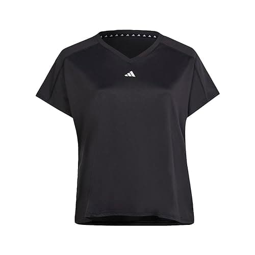 Image of adidas Women's Aeroready Train Essentials Minimal Branding V-Neck T-Shirt, Black, 2X