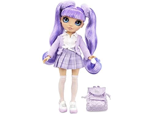 Image of Rainbow High Jr High - VIOLET WILLOW - 9-Inch (23cm) Purple Fashion Doll With Outfit & Accessories - Includes Fabric Backpack With Open & Close Feature - Gift & Collectable Kids Ages 6+