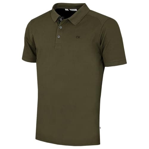 Image of Calvin Klein Mens Campus 3 Button Polo Shirt - Olive Camo - L