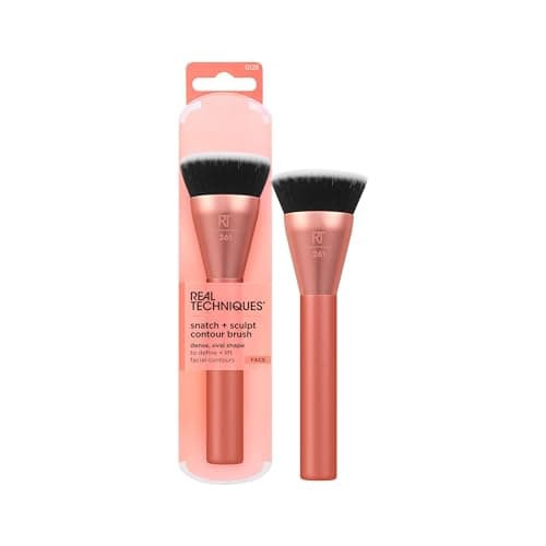 Image of Real Techniques Snatch + Sculpt Contour Makeup Brush, For Liquid and Cream Contour and Bronzer, Flat Top and Oval Head For Blending and Buffing, Dense,1 Count