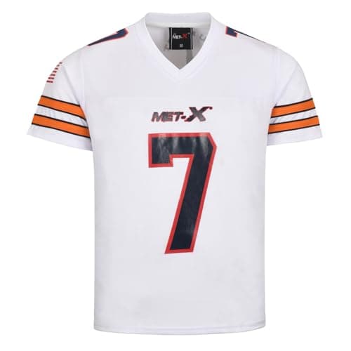 Image of Mens Oversized T-Shirt American Football Style Top Jersey 100% Polyester Team Shirt (White and Orange, 4XL)