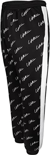 Image of Uptheir Cloud Nine Men's Joggers in Black with Plain Pockets - Comfortable Large Fit - Logo Script Sports Trousers - Adjustable Waist Sweatpants - L x 31L