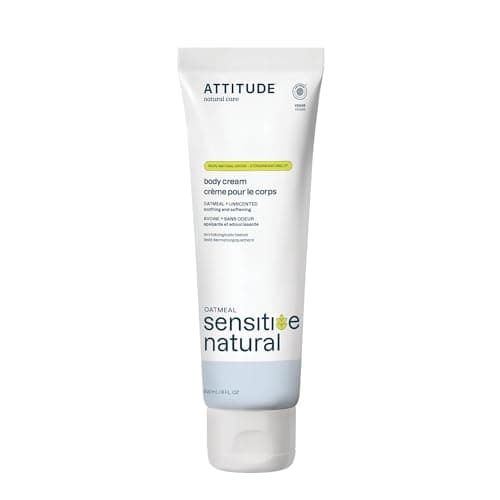 Image of ATTITUDE Body Cream for Sensitive Skin with Oat, EWG Verified, Dermatologically Tested, Vegan, Extra Gentle, Unscented, 240 mL