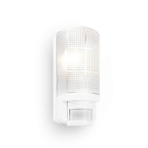 Image of Motion Outdoor Lights Mains Powered - PIR Lights Outdoor - Bulkhead Wall Lights with Motion Sensor - IP44 Rated Security Lights - White Finish - E27 LED Compatible